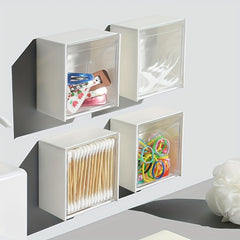 Plastic Wall Mounted Storage Box Cotton Pad Dispenser Organizer