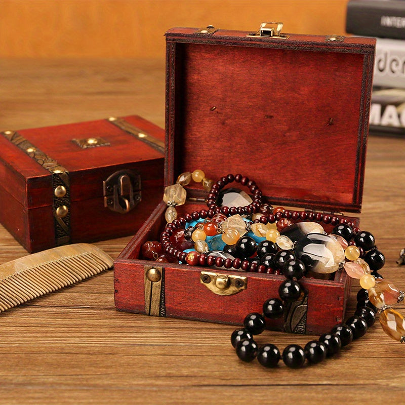 Vintage Wooden Storage Box Jewelry Accessories Gift