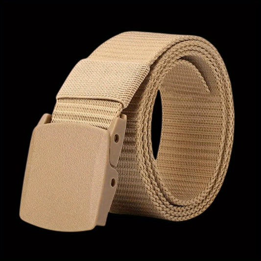 Men's Baseball Belt w/ Automatic Buckle, Solid Nylon Belt for Outdoor Activities