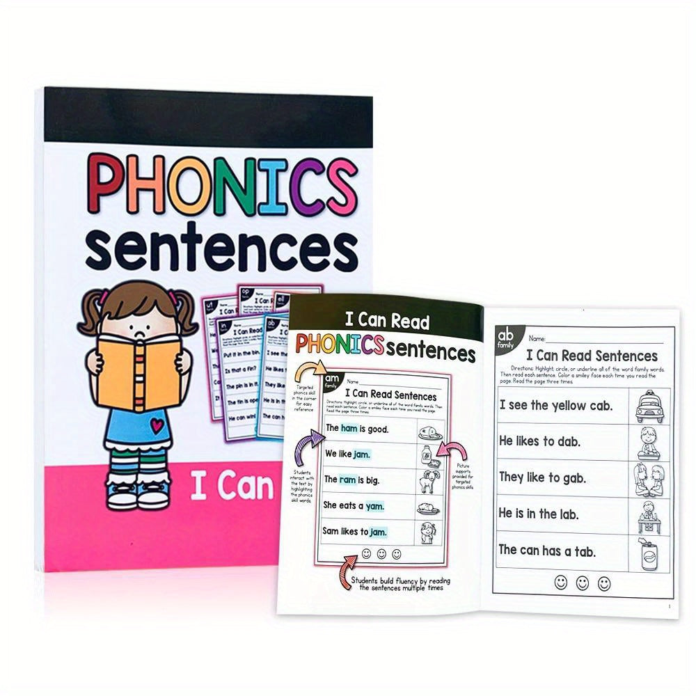 English Phonics Workbook for Kids - Colorful Sentence Training Book