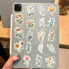 50pcs Cartoon Plant Stickers for Stationery Books Laptops Water Cup