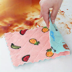 6pcs Kitchen Dishcloths Absorbent Coral Fleece Cleaning Cloths