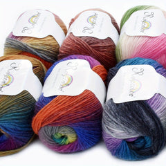 4pcs 100 Wool Yarn Knitted Hand Woven Rainbow Cashmere Woolen Yarn