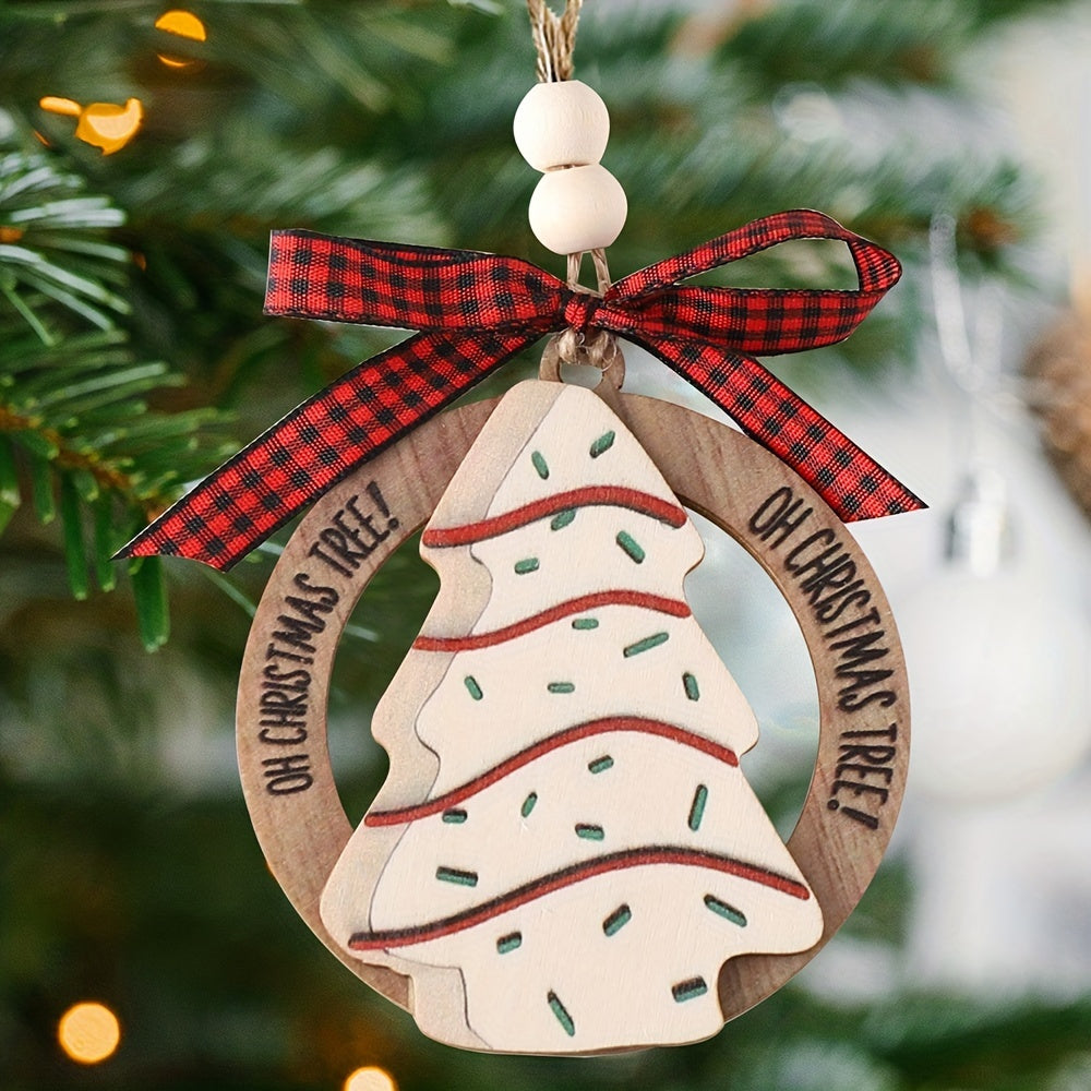 1pc Christmas Tree Wooden Pendant Home Decoration