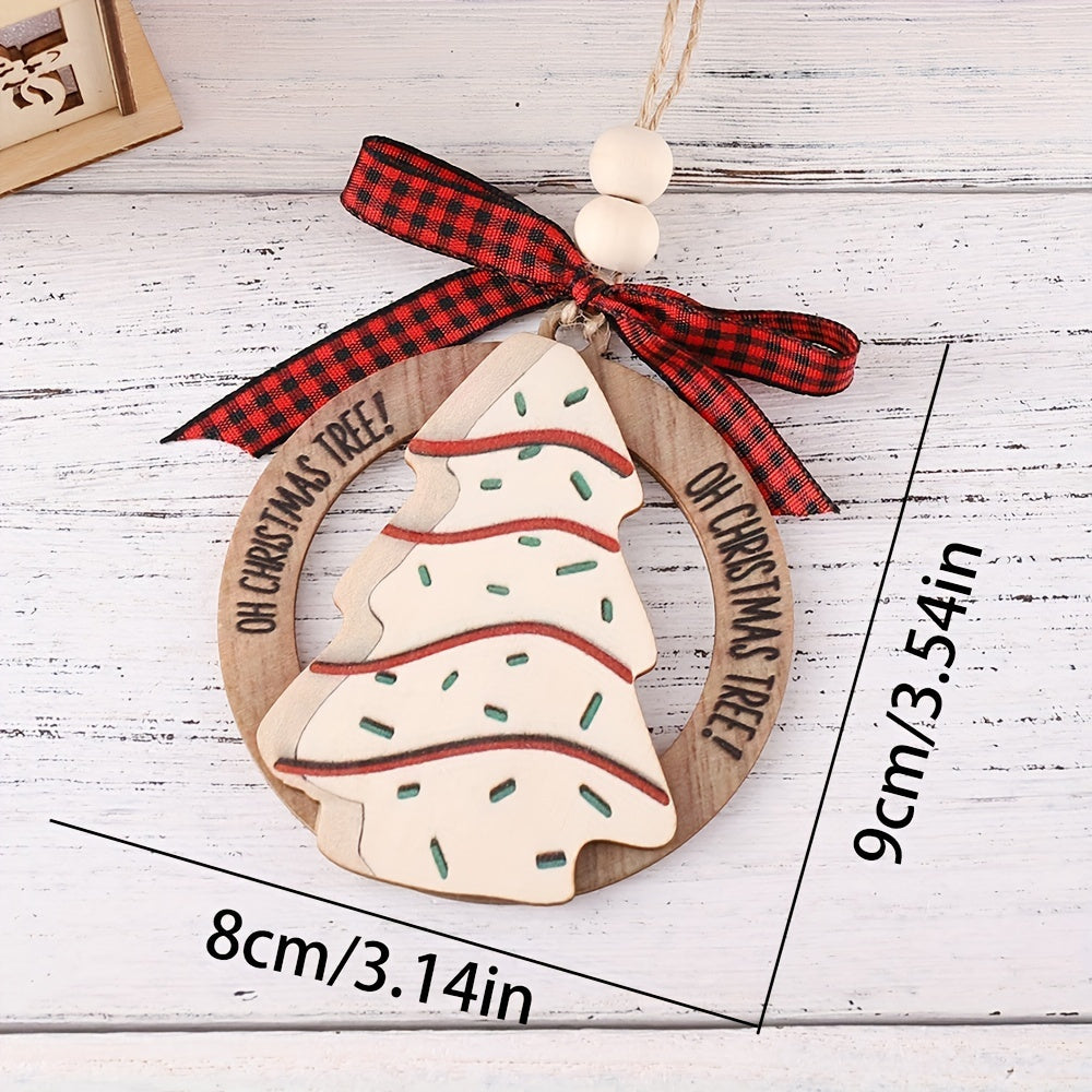 1pc Christmas Tree Wooden Pendant Home Decoration