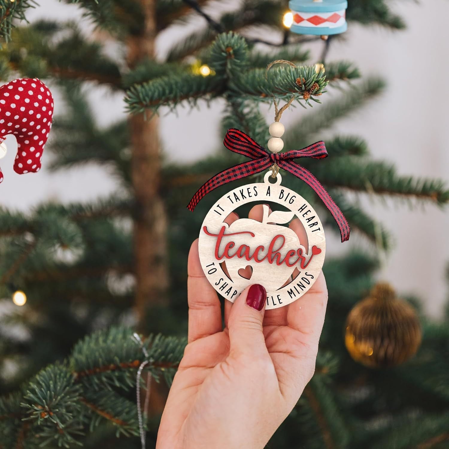1pc Christmas Tree Wooden Pendant Home Decoration