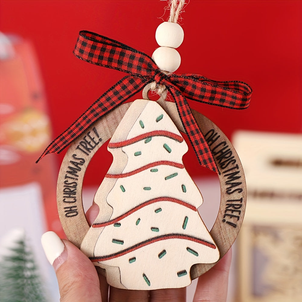 1pc Christmas Tree Wooden Pendant Home Decoration