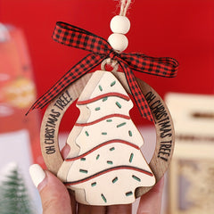 1pc Christmas Tree Wooden Pendant Home Decoration