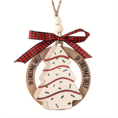 1pc Christmas Tree Wooden Pendant Home Decoration