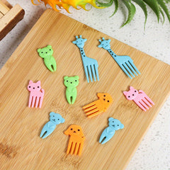 10pcs Elephant Giraffe Fruit Forks Set