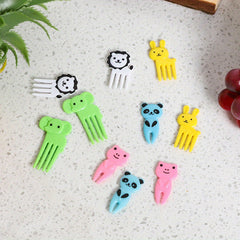 10pcs Elephant Giraffe Fruit Forks Set