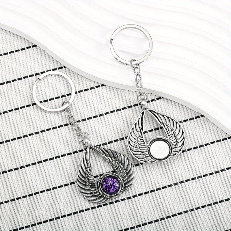 Retro Angel Wings Keychain Metal Devil's Eye Pendant