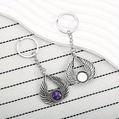 Retro Angel Wings Keychain Metal Devil's Eye Pendant
