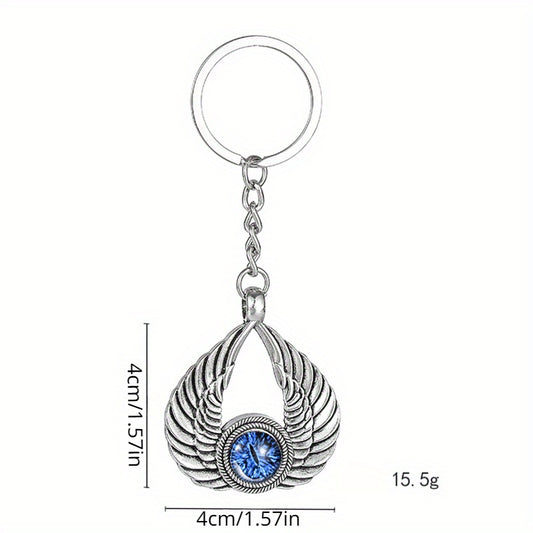 Retro Angel Wings Keychain Metal Devil's Eye Pendant