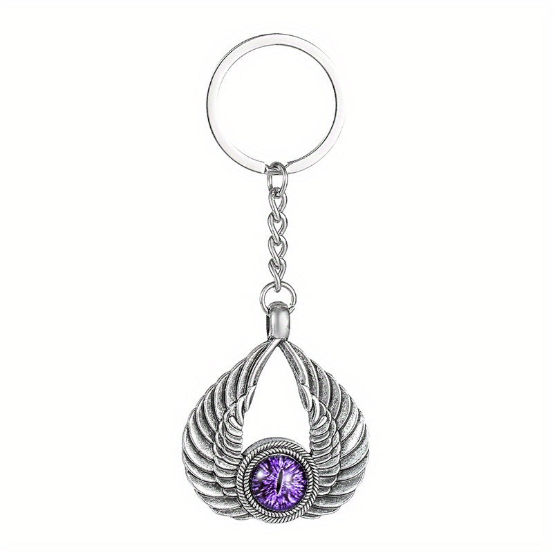 Retro Angel Wings Keychain Metal Devil's Eye Pendant