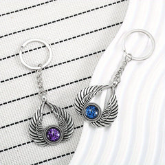 Retro Angel Wings Keychain Metal Devil's Eye Pendant