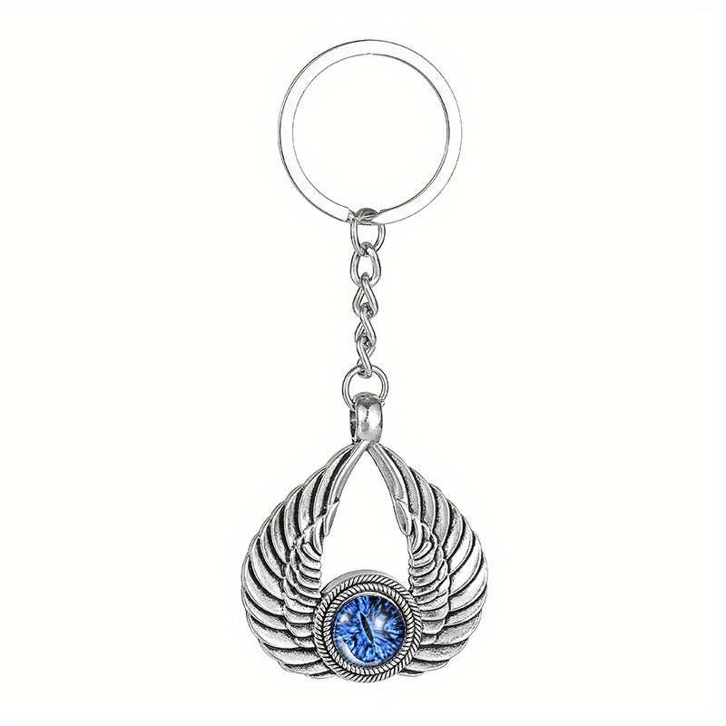 Retro Angel Wings Keychain Metal Devil's Eye Pendant