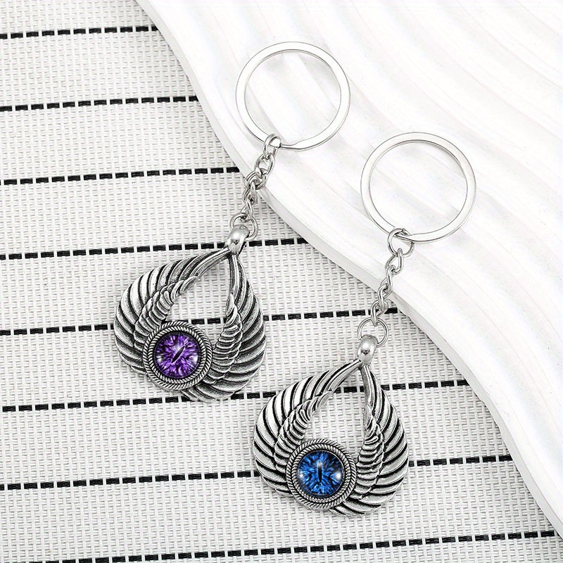 Retro Angel Wings Keychain Metal Devil's Eye Pendant