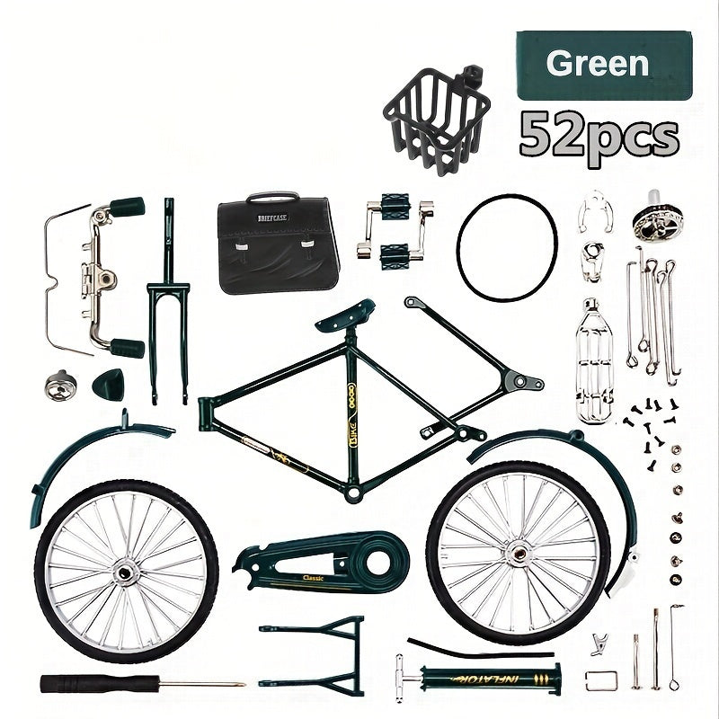 52pcs Mini Bike Model Kit Ornament Alloy Metal Sliding Assembled Toy