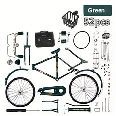 52pcs Mini Bike Model Kit Ornament Alloy Metal Sliding Assembled Toy