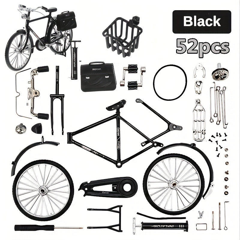 52pcs Mini Bike Model Kit Ornament Alloy Metal Sliding Assembled Toy