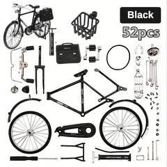 52pcs Mini Bike Model Kit Ornament Alloy Metal Sliding Assembled Toy