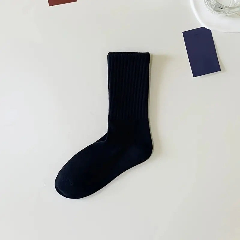 6 Pairs Casual Plain Socks Breathable Crew Socks for Men Women