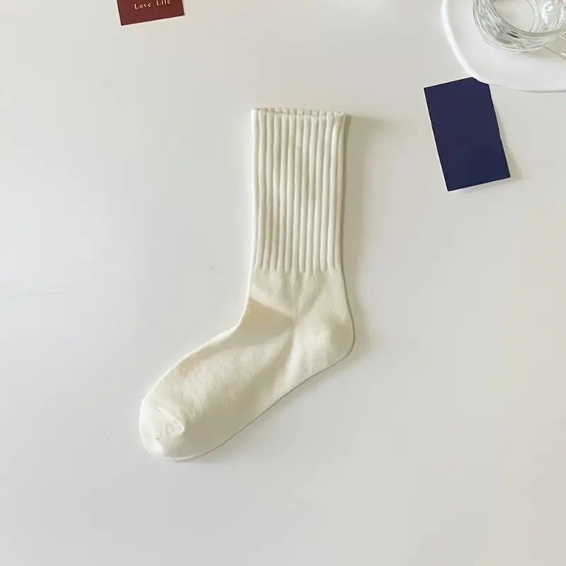 6 Pairs Casual Plain Socks Breathable Crew Socks for Men Women