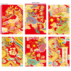 6pcs Dragon Year Red Envelope Cartoon Dragon Zodiac 3D Spring Gift Seal