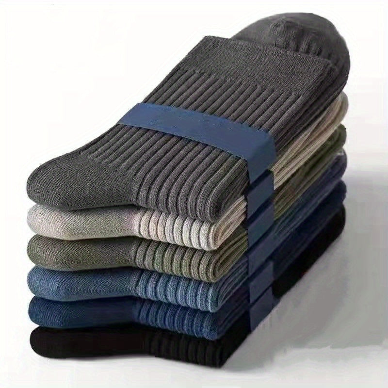 5pairs Men's Solid Sports Socks Winter Thickened Socks