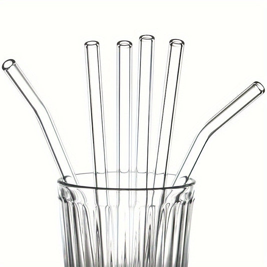 Transparent Glass Straws Set - 4 Straws 1 Brush