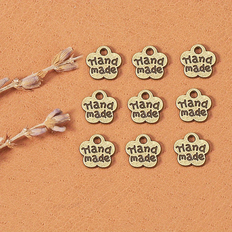 12pcs Alloy Plum Pendant Double Sided Small Flower Tag DIY Jewelry Accessories