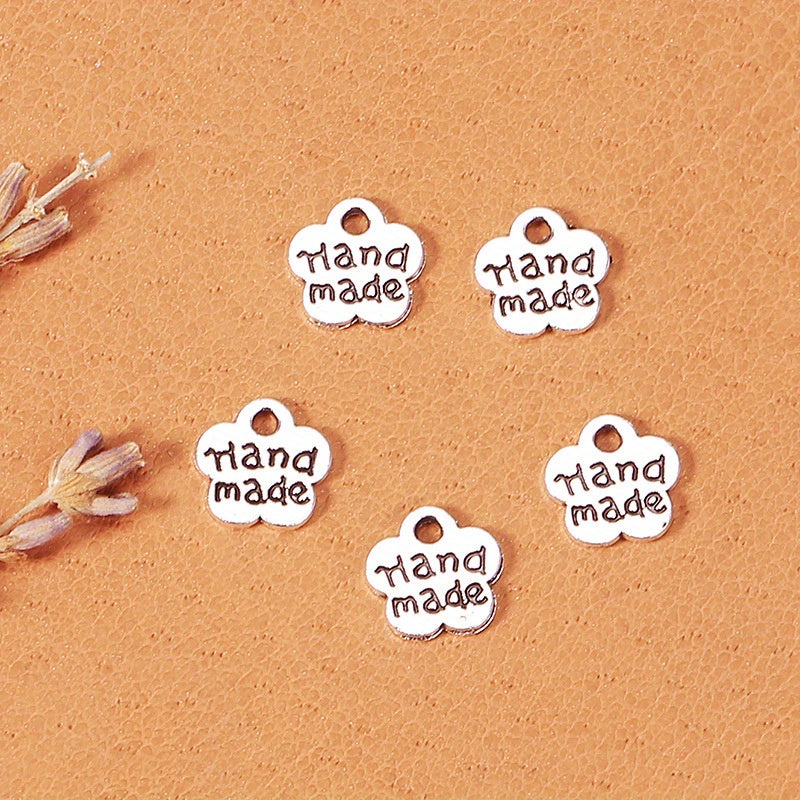 12pcs Alloy Plum Pendant Double Sided Small Flower Tag DIY Jewelry Accessories