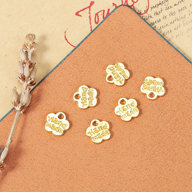 12pcs Alloy Plum Pendant Double Sided Small Flower Tag DIY Jewelry Accessories