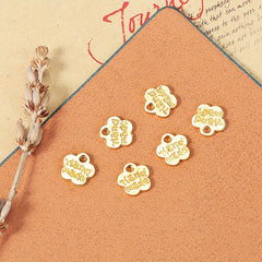 12pcs Alloy Plum Pendant Double Sided Small Flower Tag DIY Jewelry Accessories