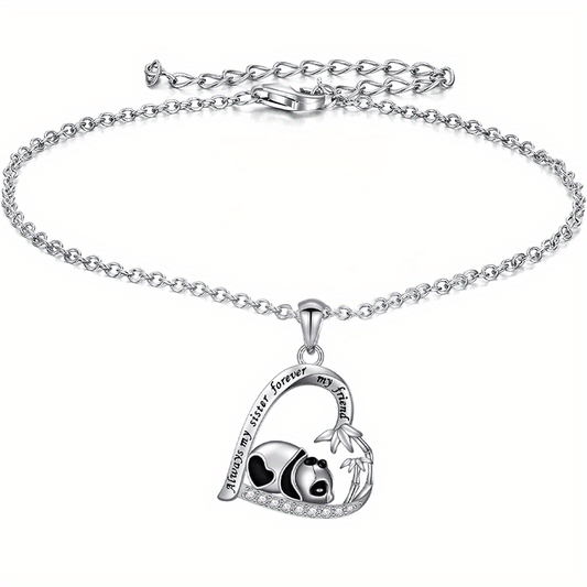 Heart Shaped Panda Pendant Bracelet Anklet Party Jewelry Gift