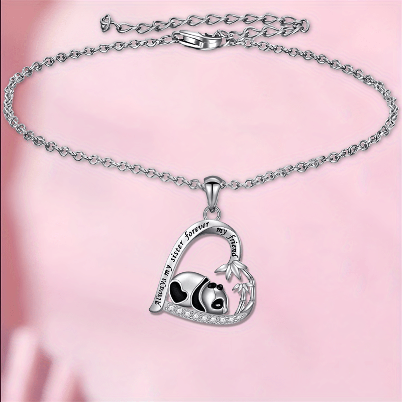 Heart Shaped Panda Pendant Bracelet Anklet Party Jewelry Gift