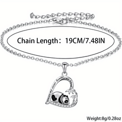 Heart Shaped Panda Pendant Bracelet Anklet Party Jewelry Gift