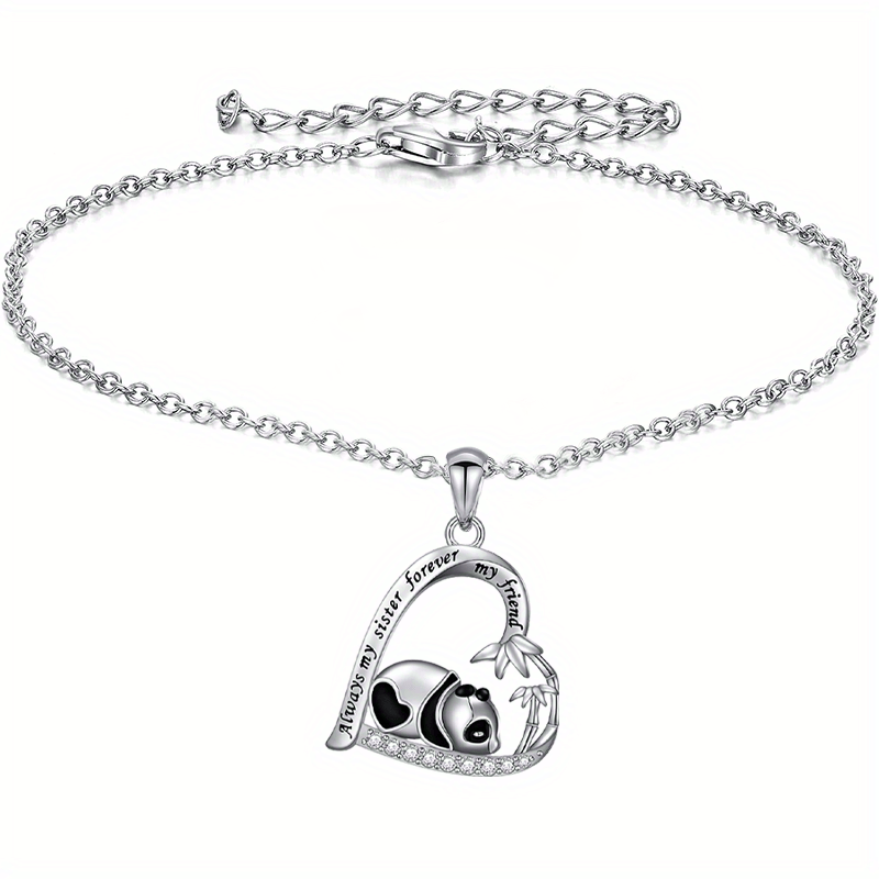Heart Shaped Panda Pendant Bracelet Anklet Party Jewelry Gift