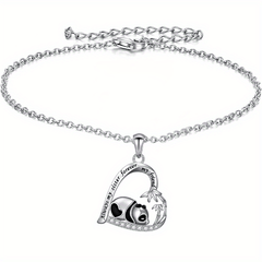 Heart Shaped Panda Pendant Bracelet Anklet Party Jewelry Gift