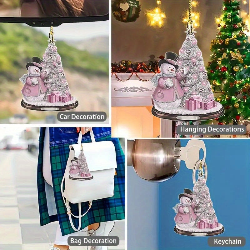 2D 3 15inch Christmas Pendant Ornaments Car Reflective Mirror Pendant