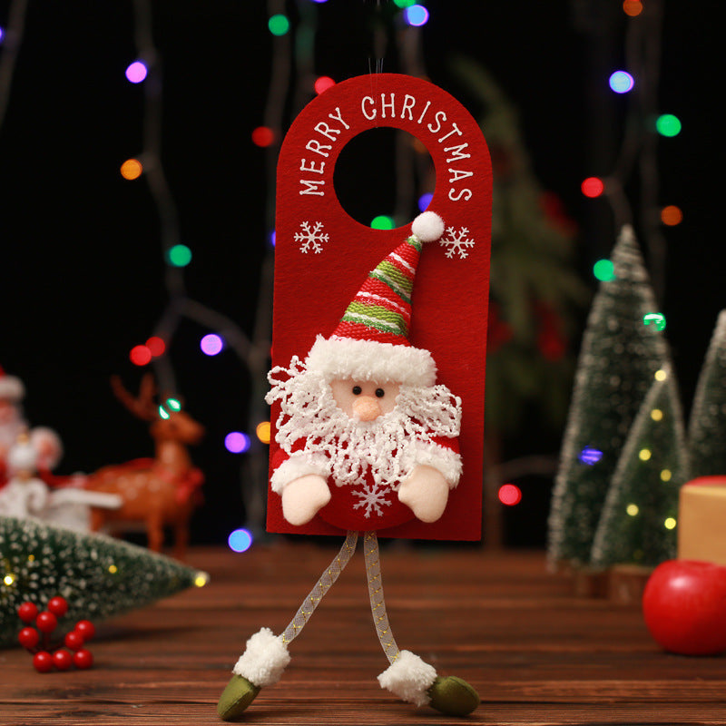 3pcs Christmas Ornaments Santa Snowman Elk Doorknob Ornaments