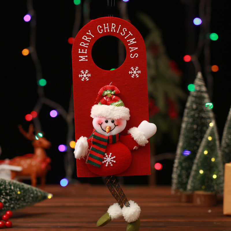 3pcs Christmas Ornaments Santa Snowman Elk Doorknob Ornaments