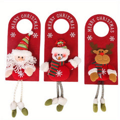 3pcs Christmas Ornaments Santa Snowman Elk Doorknob Ornaments