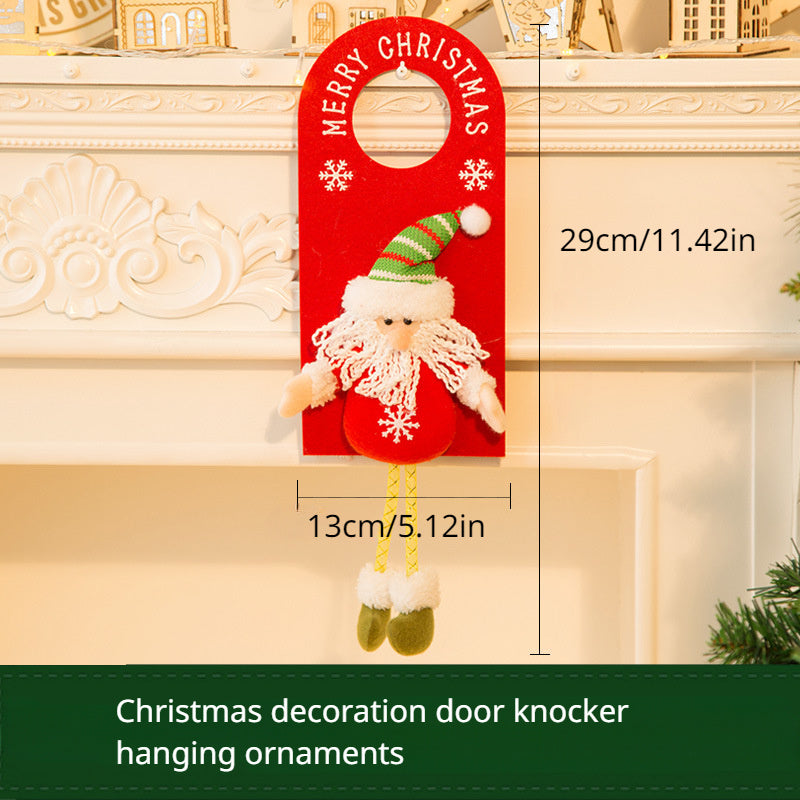 3pcs Christmas Ornaments Santa Snowman Elk Doorknob Ornaments