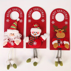 3pcs Christmas Ornaments Santa Snowman Elk Doorknob Ornaments