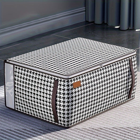 Large Capacity Houndstooth Storage Bag Zipper Dustproof Organizer