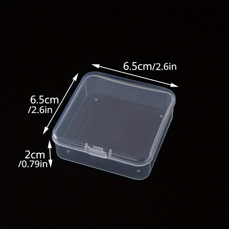 Clear Plastic Storage Box Jewelry Beads Container Mini Organize Hinged Lid
