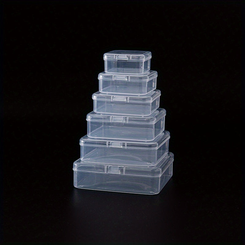 Clear Plastic Storage Box Jewelry Beads Container Mini Organize Hinged Lid