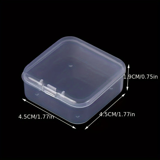 Clear Plastic Storage Box Jewelry Beads Container Mini Organize Hinged Lid